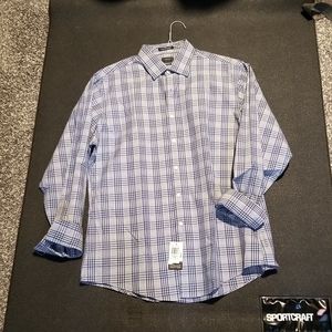 💥BRAND NEW with tags mens 16.5 34/35 fitted light blue/purple long sleeve shirt